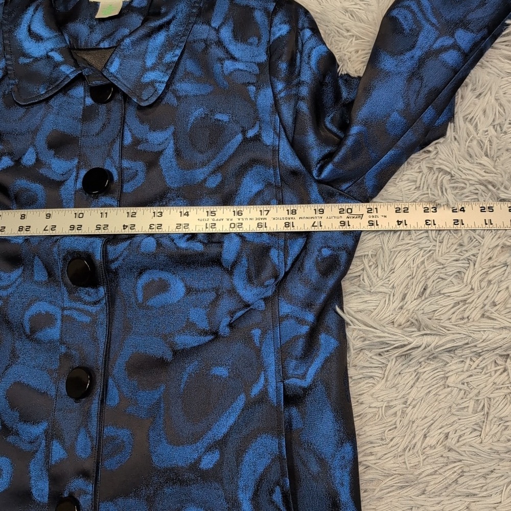 Laura Ashley Jacket Womens M Blue Coat Button Up Casual Comfy Preppy Pockets - Picture 3 of 11
